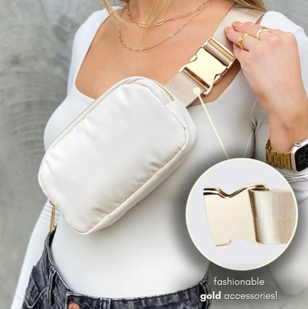 Citrucy Boutique Cream Belt Bag with Adjustable Strap